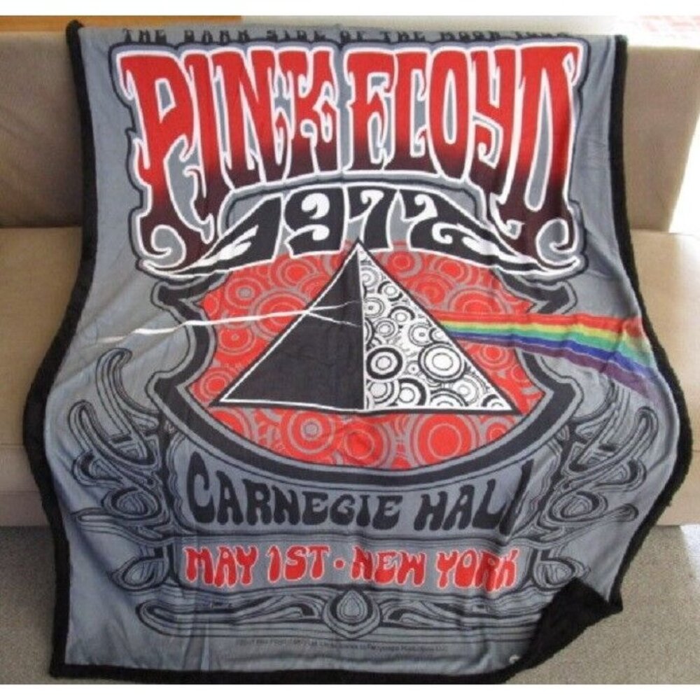New Pink Floyd 1972 Tour Poster Fleece Sherpa Back Gift Throw Blanket Dark Side